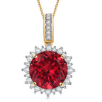 AAA Lab Grown Padparadscha Saphir, Lab Grown Diamant Schmuckset 417 Gold, 417 Gold Gelbes Gold ca. 4.27 ct