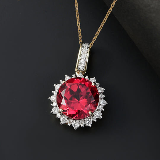 AAA Lab Grown Padparadscha Saphir, Lab Grown Diamant Schmuckset 417 Gold, 417 Gold Gelbes Gold ca. 4.27 ct