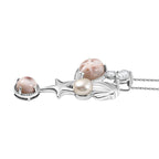 D joy AA Natrolith, Süßwasser Perle ca. (6-6.5mm) Anhänger mit Kette, 925 Silber rhodiniert 6.62 ct