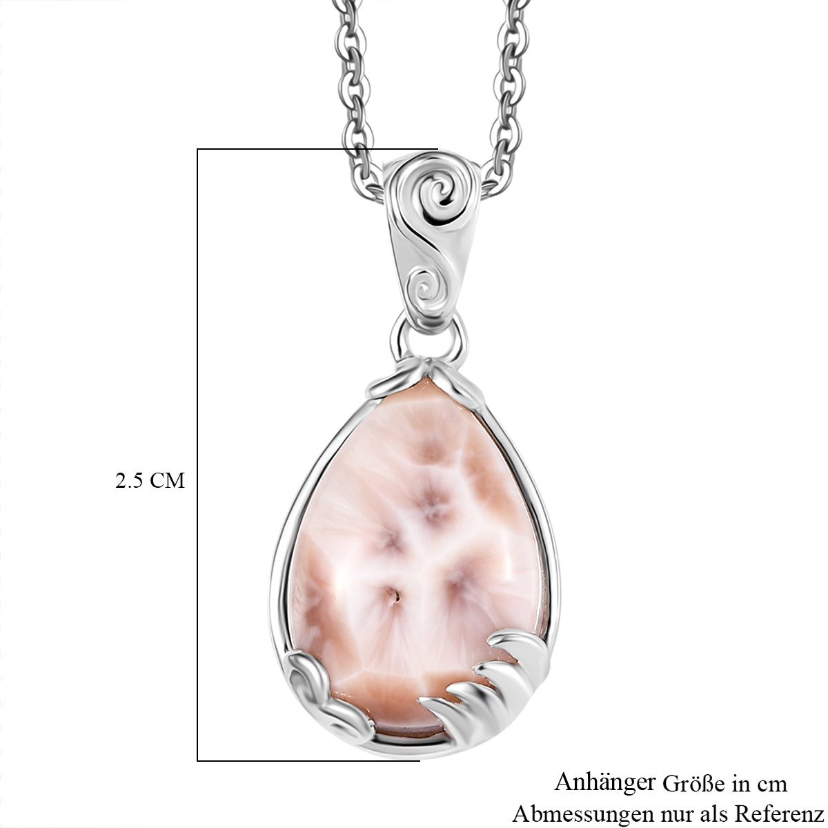 D joy AA Natrolith Anhänger mit Kette, 925 Silber rhodiniert ca. 5.81 ct