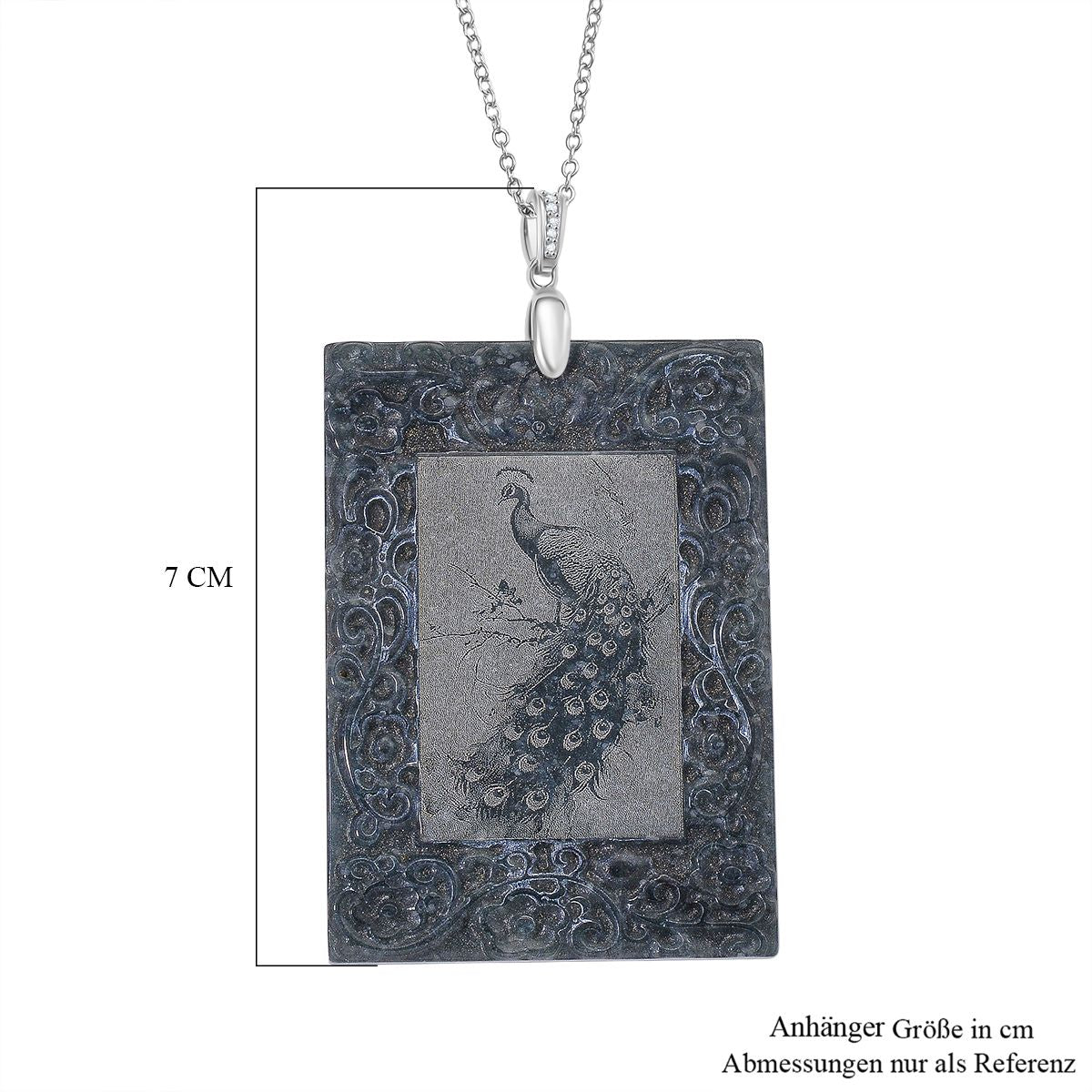 Natürlicher Olmek Jade Anhänger mit Kette ca. 50 cm, 925 Silber rhodiniert