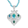 D'Joy Pfau Triplett Quarz und Apatit Anhänger mit 45+5cm Kette - 35,34 ct.