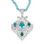 D joy Pfau Quarz Triplette Anhänger mit Kette (ca. 45 cm + 5 cm Extender), 925 Silber ca. 35.34 ct