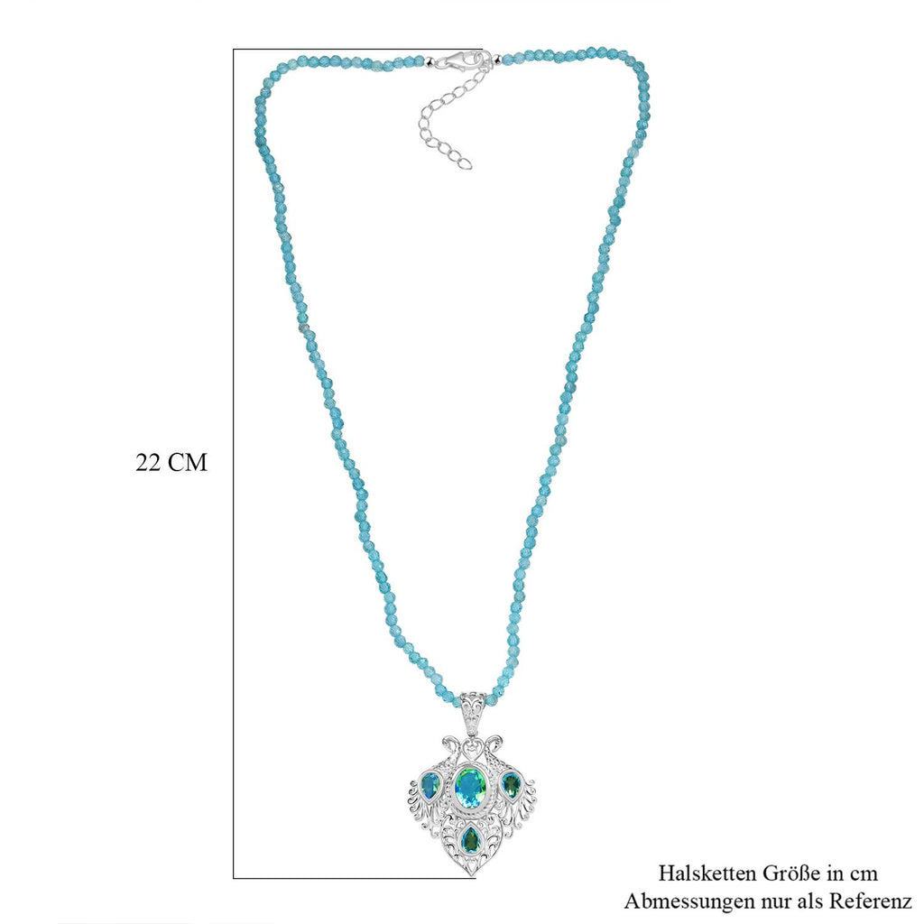 D joy Pfau Quarz Triplette Anhänger mit Kette (ca. 45 cm + 5 cm Extender), 925 Silber ca. 35.34 ct