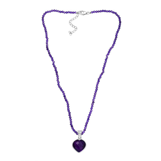 D'joy Afrikanischer Amethyst Anhänger mit Kette ca. 45 cm + 5 cm Extender, 925 Silber rhodiniert ca. 40.92 ct