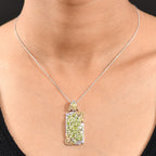 D'joy Natürlicher Peridot Anhänger mit Kette ca. 50 cm, 925 Silber Rhodiniert und 750 Gelbgold Vermeil ca. 5.29 ct