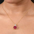 D joy Lab Created Padparadscha-Saphir, Weißer Zirkon Schmuckset 925 Silber 750 Gelbgold Vermeil ca. 9,21 ct.