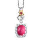 D'Joy Maulbeer Mondstein, Orissa Rose Granat Schmuckset ca. 50 cm 925 Silber rhodiniert, 925 Silber Rhodiniert und 750 Gelbgold Vermeil ca. 2,42 ct.