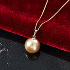 AAA Goldene Südsee Perle (13-14mm) Anhänger mit Kette (7-8 Werktage Lieferzeit) ca. 45 cm 750 Gold