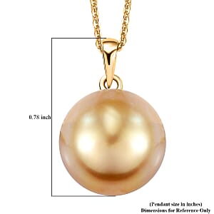 AAA Goldene Südsee Perle (13-14mm) Anhänger mit Kette (7-8 Werktage Lieferzeit) ca. 45 cm 750 Gold