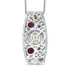 D'joy AA Mehrfarbiger Edelstein Anhänger mit Kette, ca. 50 cm, 925 Silber Rhodiniert und 750 Gelbgold Vermeil ca. 3.82 ct