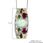 D'joy AA Mehrfarbiger Edelstein Anhänger mit Kette, ca. 50 cm, 925 Silber Rhodiniert und 750 Gelbgold Vermeil ca. 3.82 ct