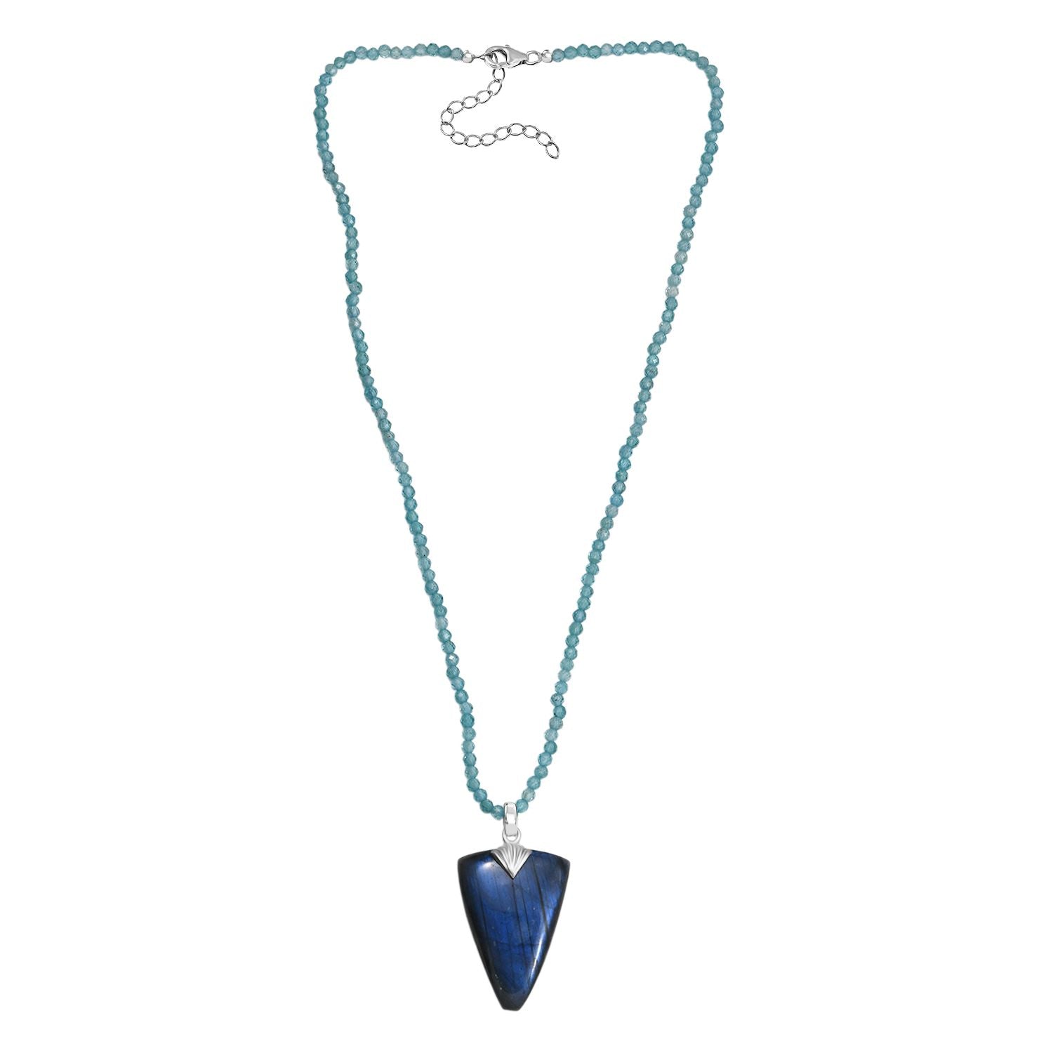 D'Joy AAA Labradorit, Apatit Schmuckset ca. 45 cm 925 Silber rhodiniert ca. 79,24 ct.