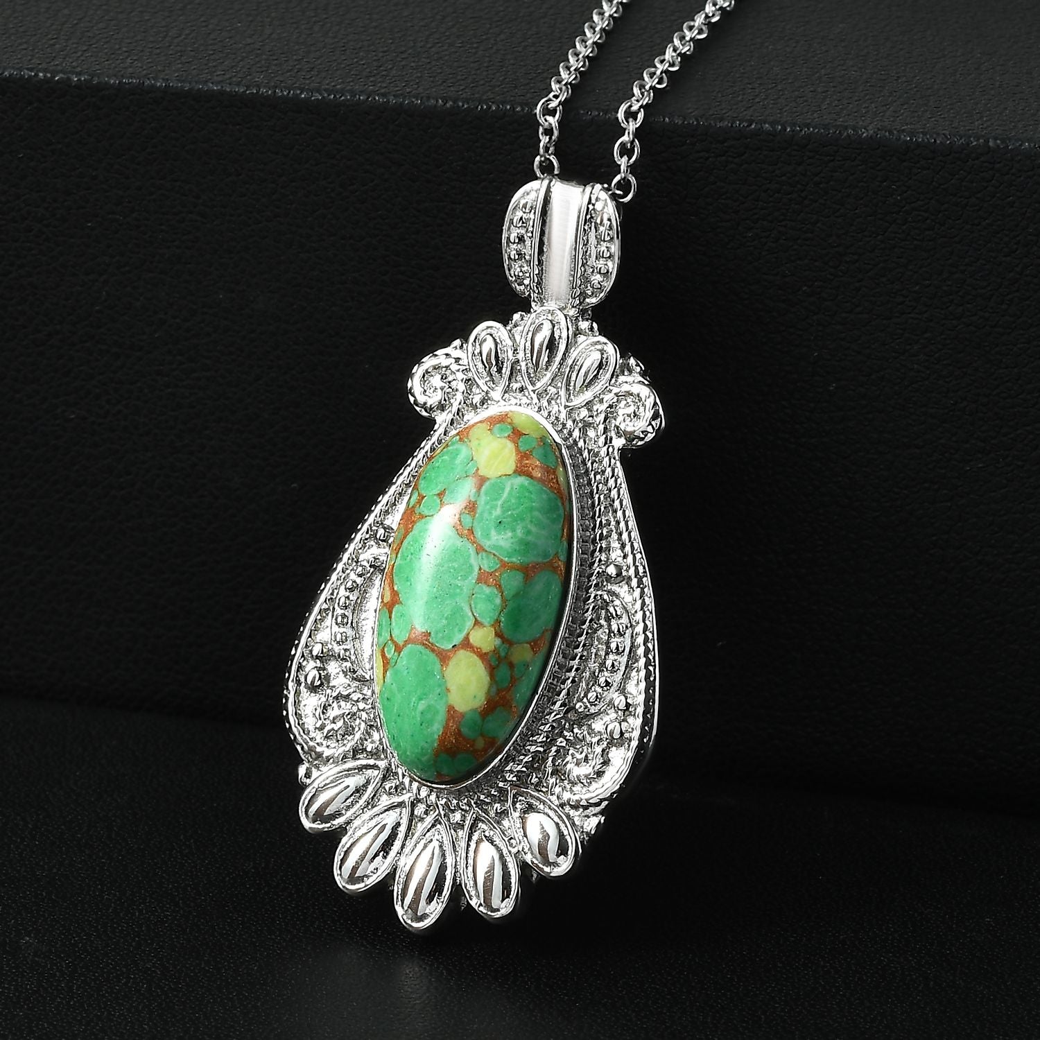 Grünes Türkis Schmuckset Edelstahl ca. 25.00 ct