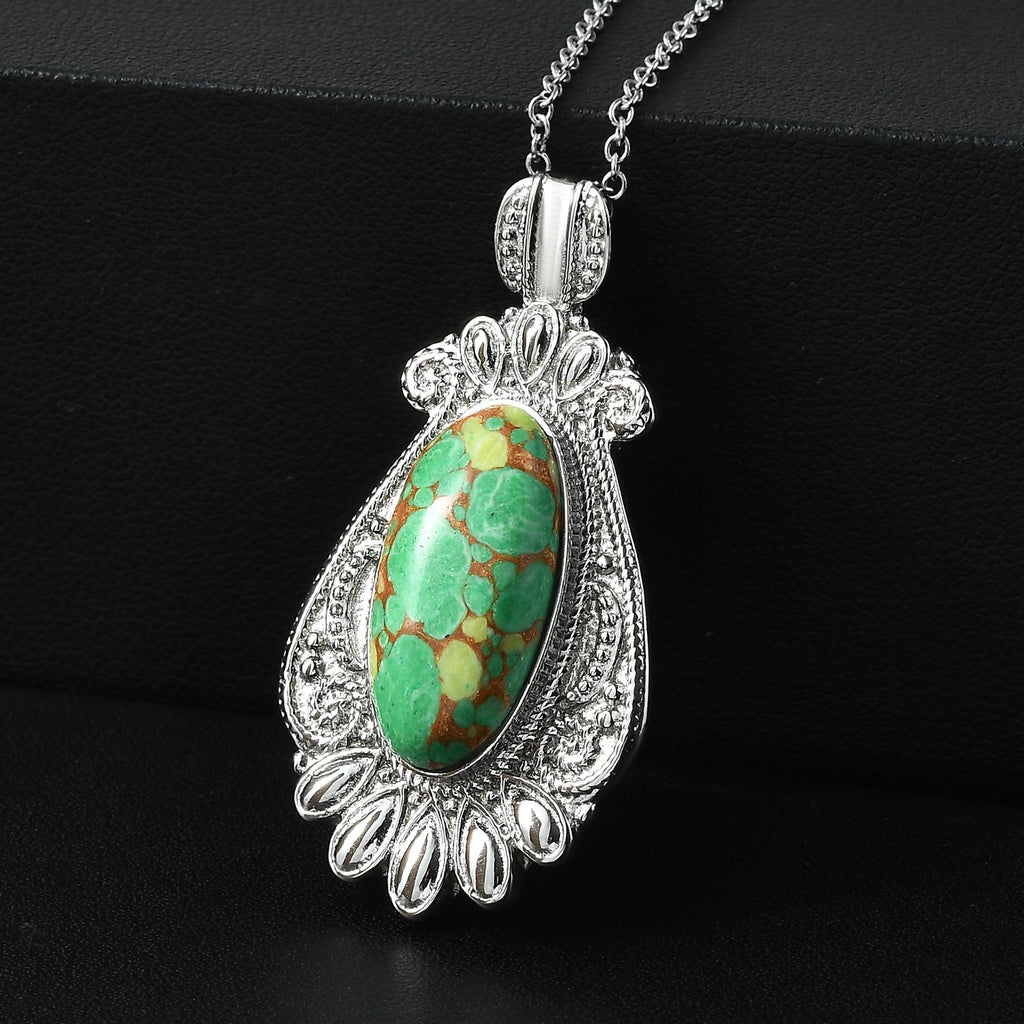 Grünes Türkis Schmuckset Edelstahl ca. 25.00 ct