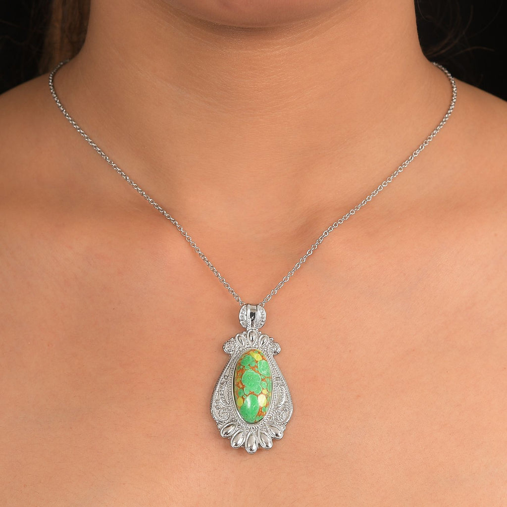 Grünes Türkis Schmuckset Edelstahl ca. 25.00 ct