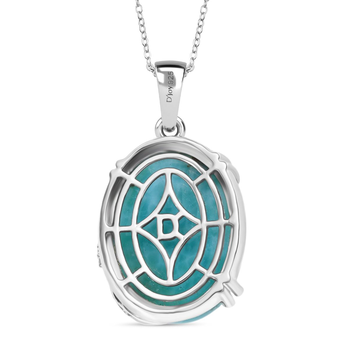 D'joy Larimar, Weißer Zirkon Anhänger mit Kette ca. 50 cm, 925 Silber rhodiniert ca. 18.25 ct