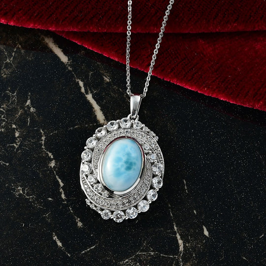 D'Joy Larimar, Weißer Zirkon Schmuckset ca. 45 cm 925 Silber rhodiniert ca. 10.59 ct