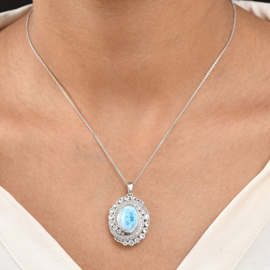 D'Joy Larimar, Weißer Zirkon Schmuckset ca. 45 cm 925 Silber rhodiniert ca. 10.59 ct