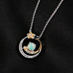 D'Joy AA Natürlicher, äthiopischer Welo Opal, Blauer Saphir Schmuckset ca. 50 cm 925 Silber platiniert, 925 Silber platiniert und vergoldet ca. 0.37 ct