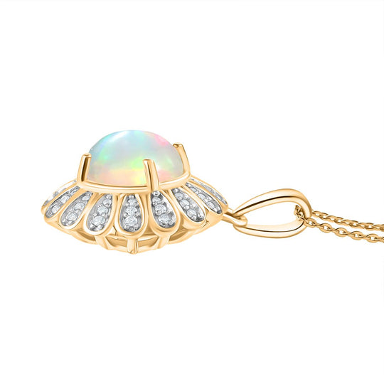 D'Joy AA Natürlicher, äthiopischer Welo Opal, Moissanit Schmuckset ca. 50 cm 925 Silber 750 Gelbgold Vermeil ca. 3.15 ct