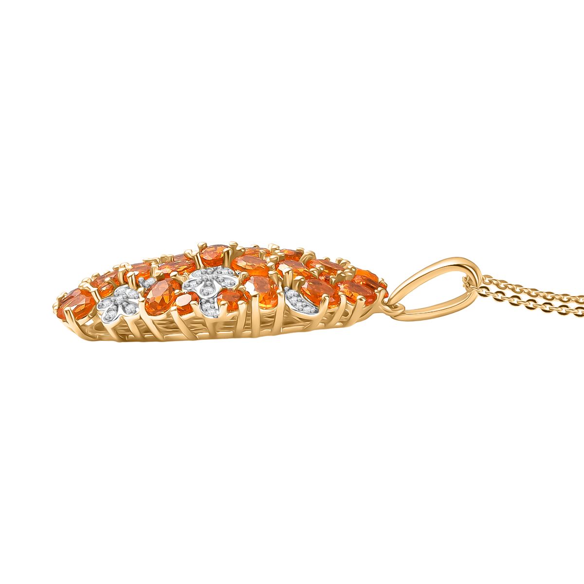 D'Joy AAA Blaze Feueropal Schmuckset ca. 50 cm 925 Silber 750 Gelbgold Vermeil ca. 3,35 ct.
