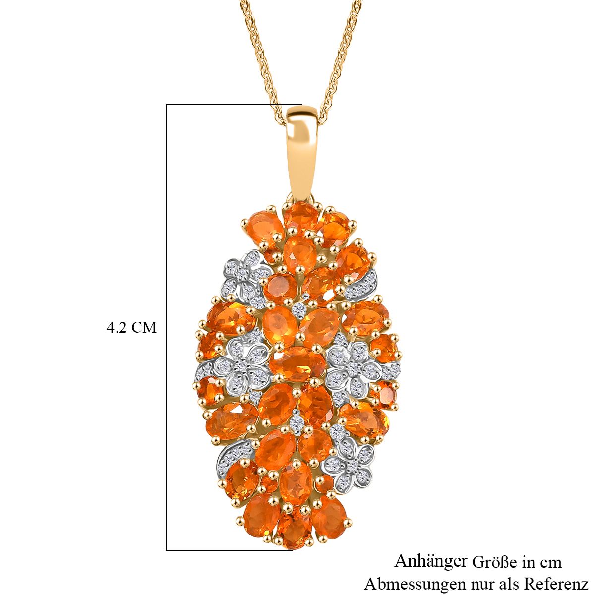 D'Joy AAA Blaze Feueropal Schmuckset ca. 50 cm 925 Silber 750 Gelbgold Vermeil ca. 3,35 ct.