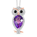 D'Joy AAA Rose De France Amethyst, schwarzer Spinell und Zirkon zweifarbiger Anhänger mit 50cm Kette - 4 ct.