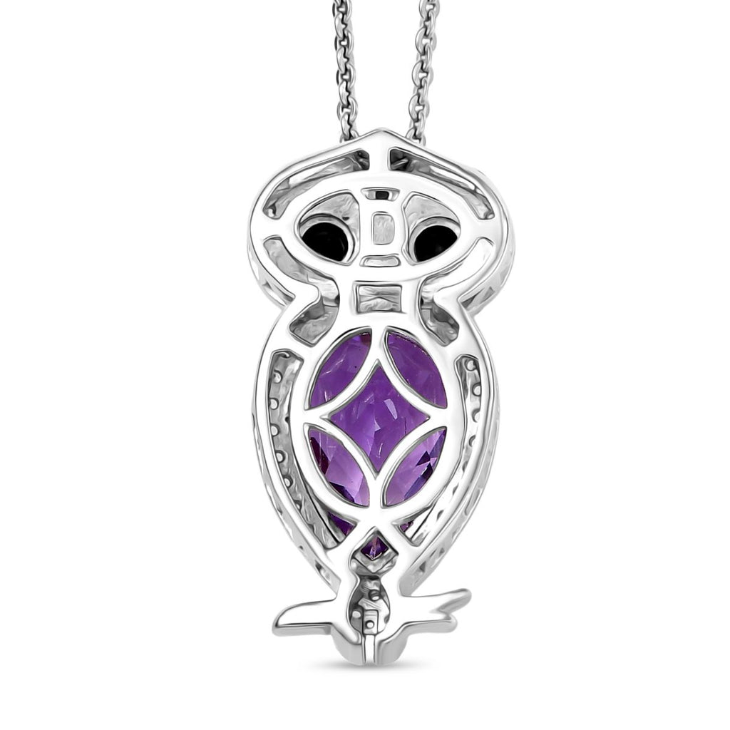 D'Joy AAA Rose De France Amethyst, Schwarzer Spinell Schmuckset ca. 50 cm 925 Silber rhodiniert ca. 4,05 ct.