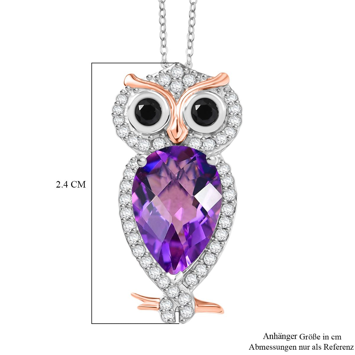 D'Joy AAA Rose De France Amethyst, Schwarzer Spinell Schmuckset ca. 50 cm 925 Silber rhodiniert ca. 4,05 ct.