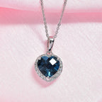 AA London Blau Topas, Weißer Zirkon Schmuckset ca. 50 cm 925 Silber rhodiniert ca. 2.32 ct