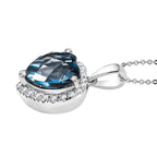 AA London Blau Topas, Weißer Zirkon Schmuckset ca. 50 cm 925 Silber rhodiniert ca. 2.32 ct