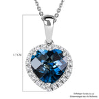 AA London Blau Topas, Weißer Zirkon Schmuckset ca. 50 cm 925 Silber rhodiniert ca. 2.32 ct
