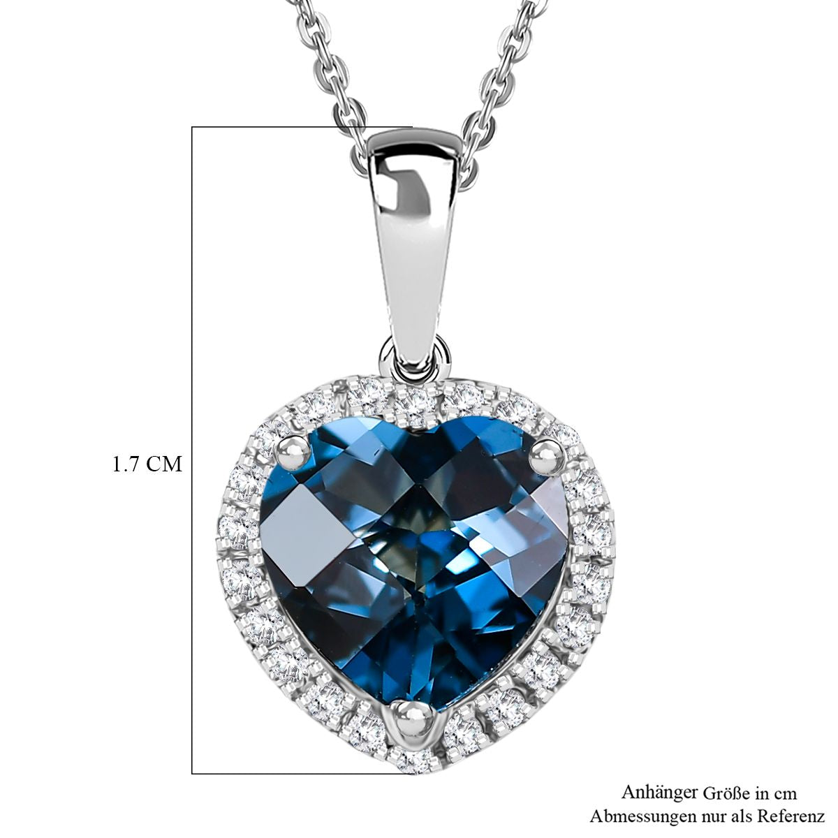 AA London Blau Topas, Weißer Zirkon Schmuckset ca. 50 cm 925 Silber rhodiniert ca. 2.32 ct