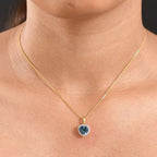 AA London Blau Topas, Weißer Zirkon Schmuckset ca. 50 cm 925 Silber vergoldet ca. 2.32 ct