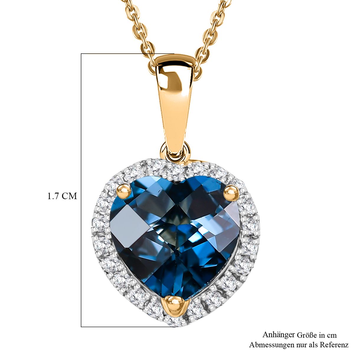 AA London Blau Topas, Weißer Zirkon Schmuckset ca. 50 cm 925 Silber vergoldet ca. 2.32 ct
