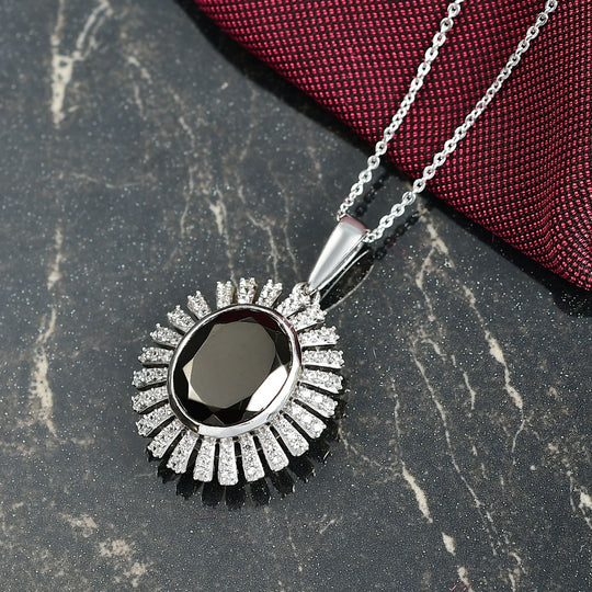D'Joy Elite Shungit, Weißer Zirkon Schmuckset ca. 50 cm 925 Silber rhodiniert ca. 4,58 ct.