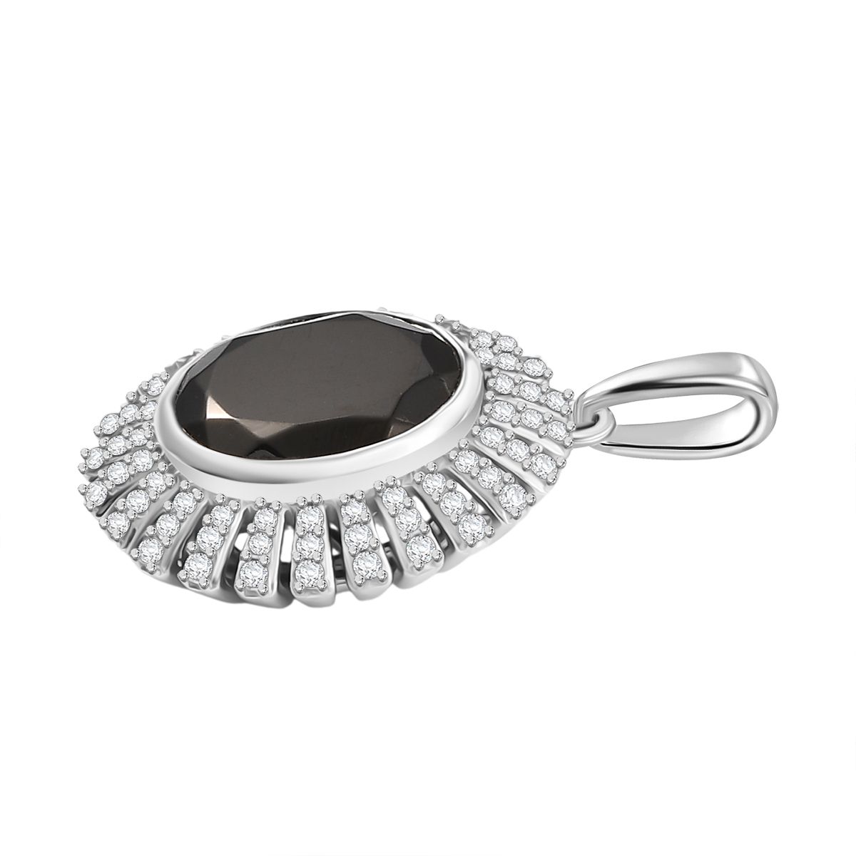 D'Joy Elite Shungit, Weißer Zirkon Schmuckset ca. 50 cm 925 Silber rhodiniert ca. 4,58 ct.