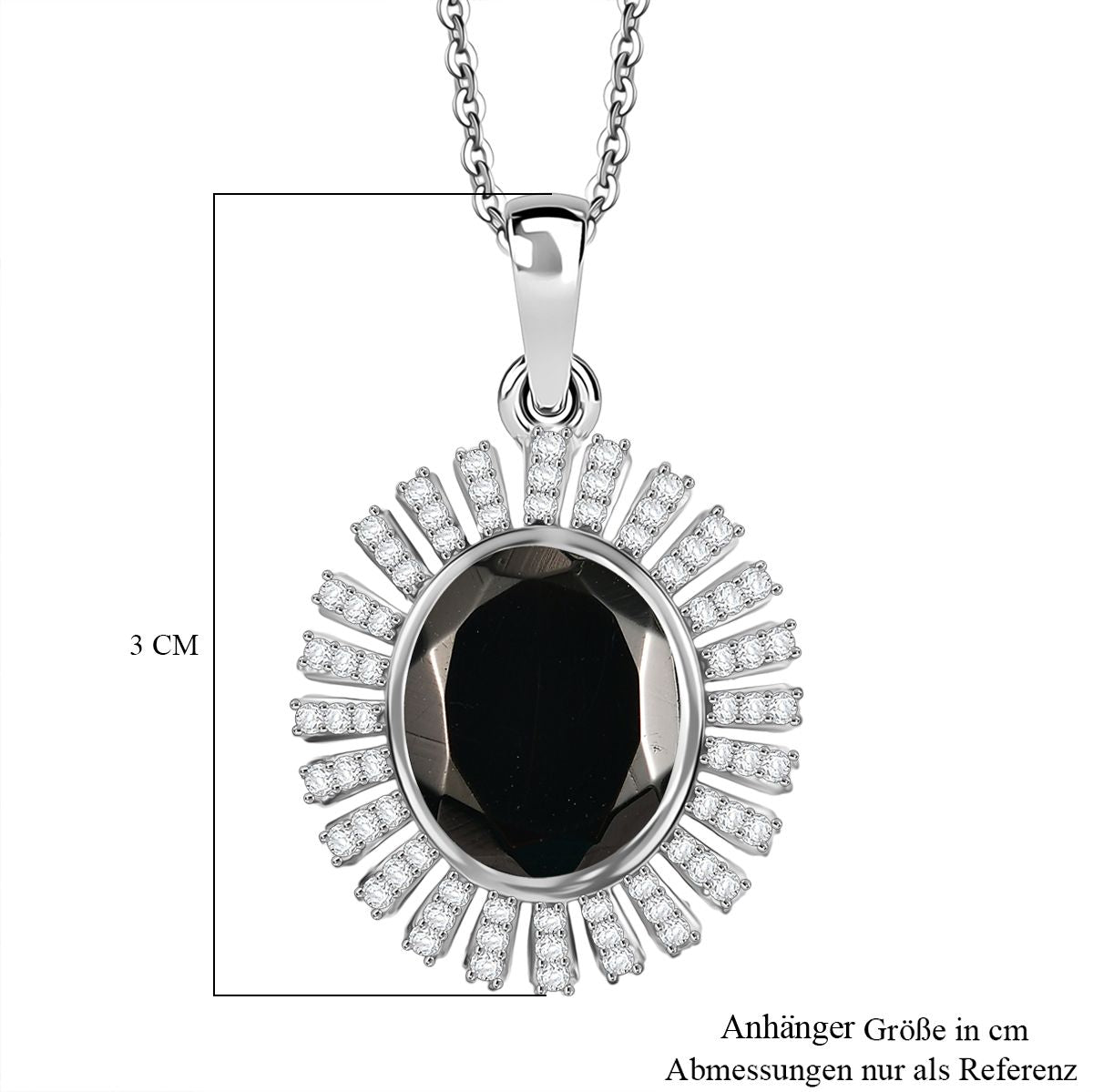 D'Joy Elite Shungit, Weißer Zirkon Schmuckset ca. 50 cm 925 Silber rhodiniert ca. 4,58 ct.