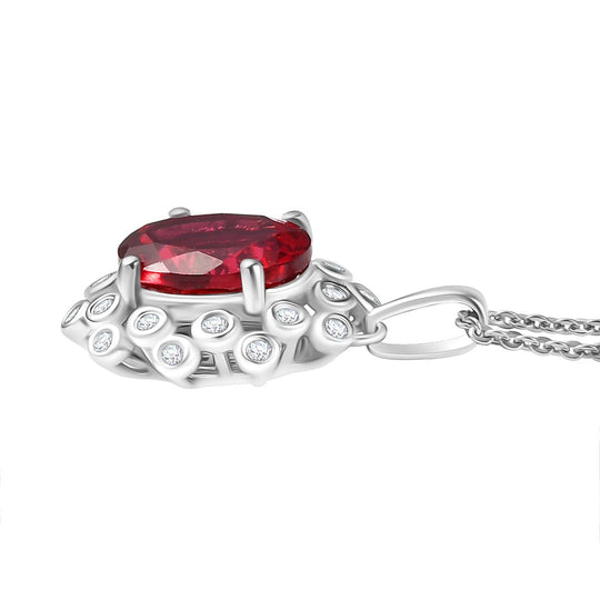 D'joy Lab Grown Padparadscha-Saphir, Weißer Zirkon Schmuckset ca. 50 cm 925 Silber rhodiniert ca. 4.02 ct