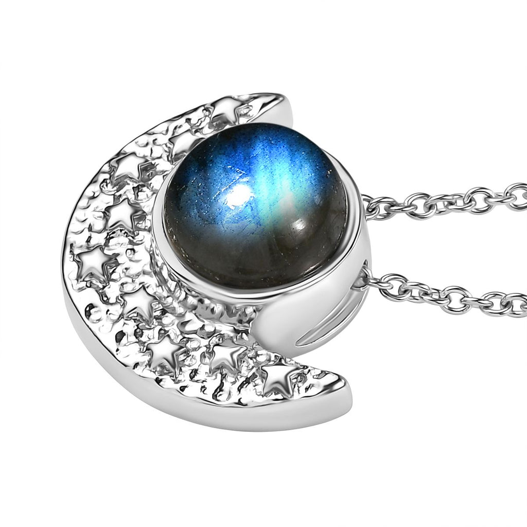 AAA Labradorit Schmuckset ca. 50 cm Edelstahl ca. 4,65 ct.