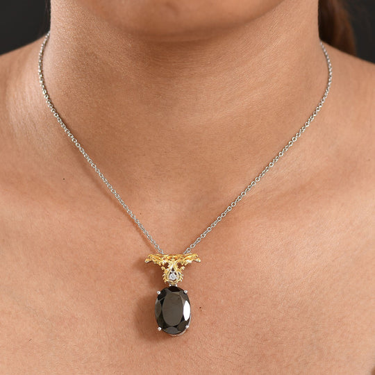 Elite Shungit, Weißer Zirkon Anhänger mit Kette, ca. 45 cm ca. 6.15 ct