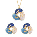 2er-Set Emaille-Schmuckset, Blau-weiß