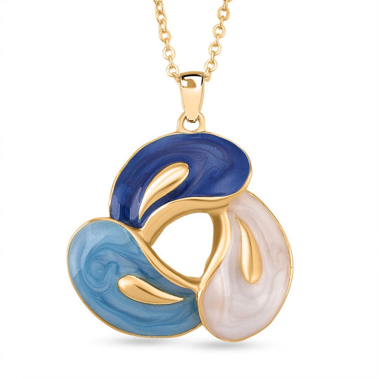 2er-Set Emaille-Anhänger mit Kette und Ohrsteckern, abstraktes Design, Grün