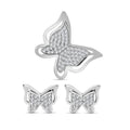 2er Set -  Weißer Zirkonia Anhänger und Ohrringe, 925 Silber rhodiniert