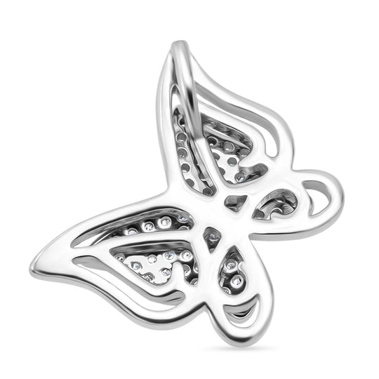 2er Set -  Weißer Zirkonia Anhänger und Ohrringe, 925 Silber rhodiniert