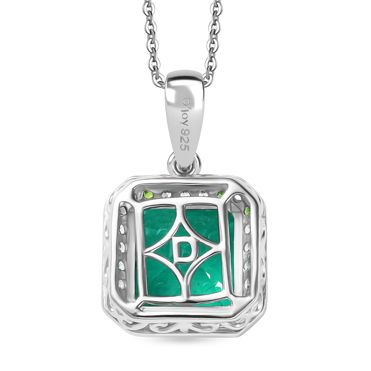 D'Joy AAA Smaragd-Quarz Triplette, Weißer Zirkon Schmuckset ca. 45 cm 925 Silber rhodiniert ca. 5.64 ct