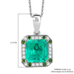 D'Joy AAA Smaragd-Quarz Triplette, Weißer Zirkon Schmuckset ca. 45 cm 925 Silber rhodiniert ca. 5.64 ct