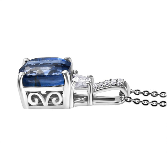 D'Joy AA Natürlicher Kaschmir-Kyanit, Weißer Zirkon Schmuckset ca. 50 cm 925 Silber rhodiniert ca. 3.17 ct