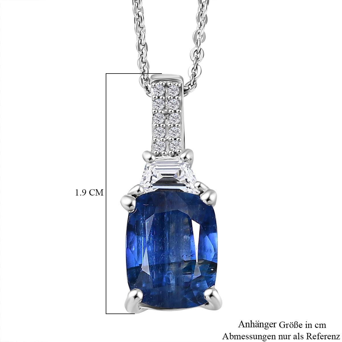 D'Joy AA Natürlicher Kaschmir-Kyanit, Weißer Zirkon Schmuckset ca. 50 cm 925 Silber rhodiniert ca. 3.17 ct